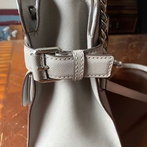 Michael Kros Grey Emma saffiano leather satchel